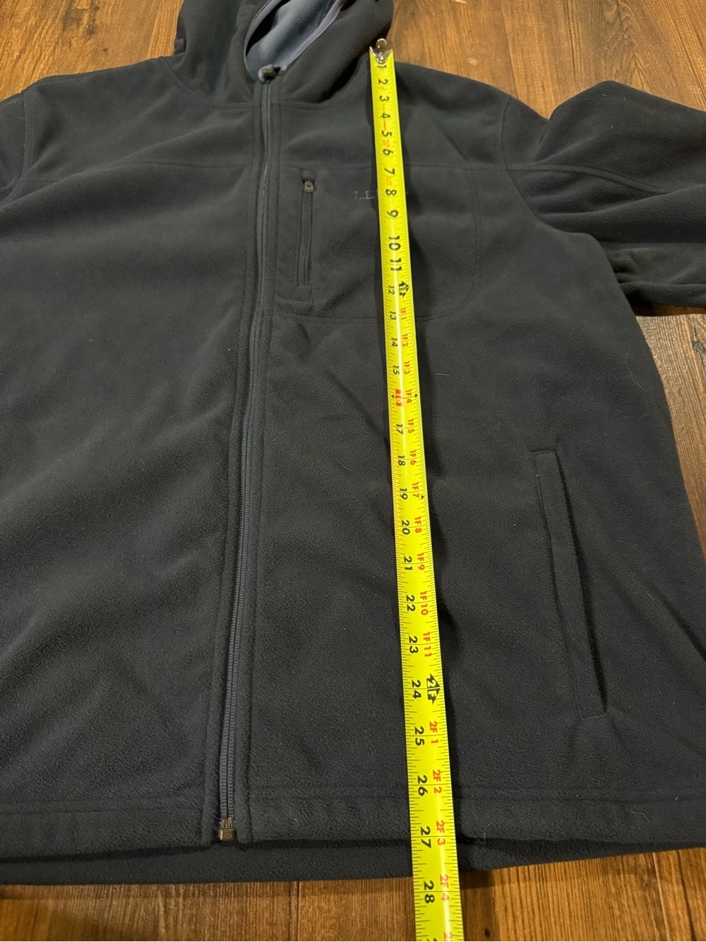 L.L.Bean Men’s Polartec Hooded Fleece Jacket Full Zip Navy Blue Large - Picture 11 of 13